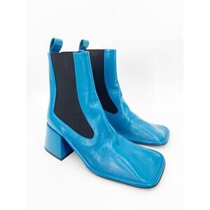 Jil Sander Blue Square Toe Chelsea 68mm Ankle Boots 37